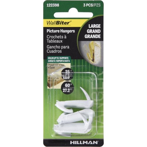 HILLMAN WallBiter Brass-Plated Large Picture Hook 60 lb 3 pk
