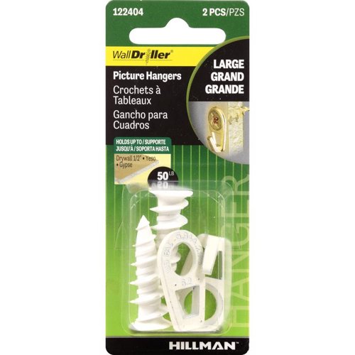 HILLMAN White Drywall Picture Hook 50 lb 2 pk
