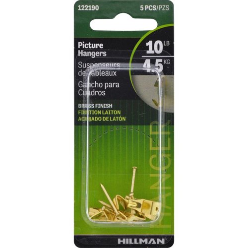 HILLMAN Brass-Plated Gold Professional Picture Hanger 10 lb 5 pk