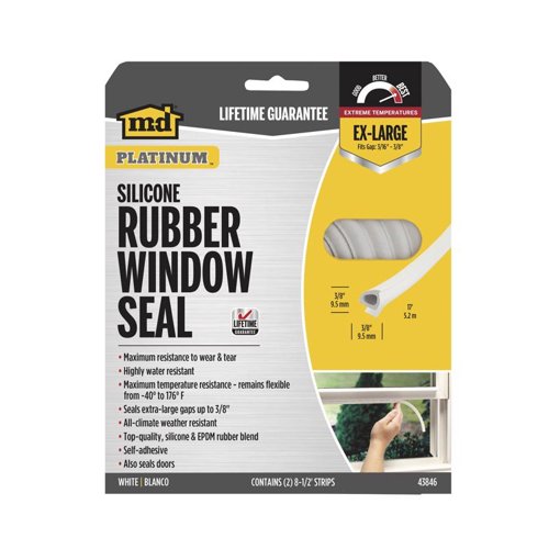 M-D BUILDING PRODUCTS PLATINUM White EPDM Rubber Foam Weatherstrip For Windows 204 in. L X 0.38 in.