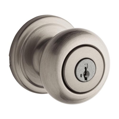 Kwikset SmartKey Juno Satin Nickel Entry Door Knob KW1 1-3/4 in.