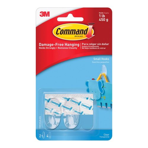 3M Command Small Plastic Hook 2.375 in. L 1 pk