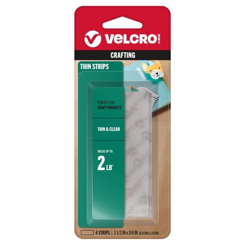 VELCRO Brand Thin Clear Small Nylon Hook and Loop Fastener 3-1/2 in. L 4 pk