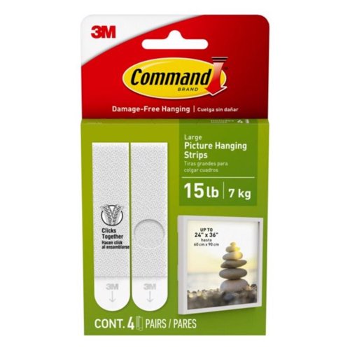 3M Command White Large Picture Hanging Strips 15 lb 4 pair