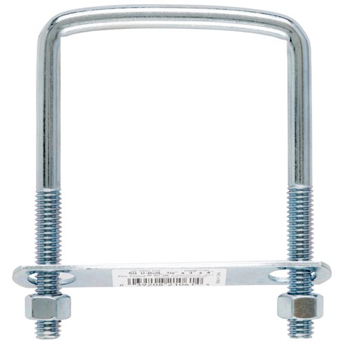 Hampton 3/8 in. X 3 in. W X 4 in. L Coarse Zinc-Plated Steel Square Bend U Bolt