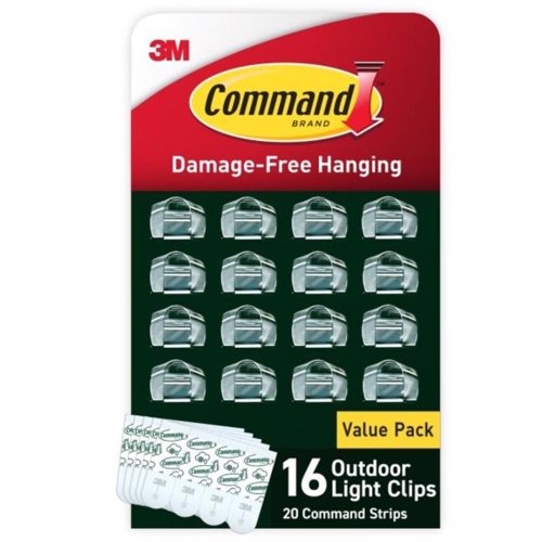 3M Command Small Plastic Light Clips 1.25 in. L 16 pk