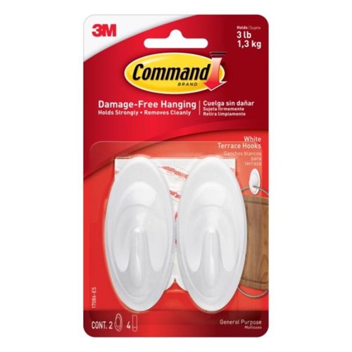 3M Command Medium Plastic Hook 3.25 in. L 2 pk