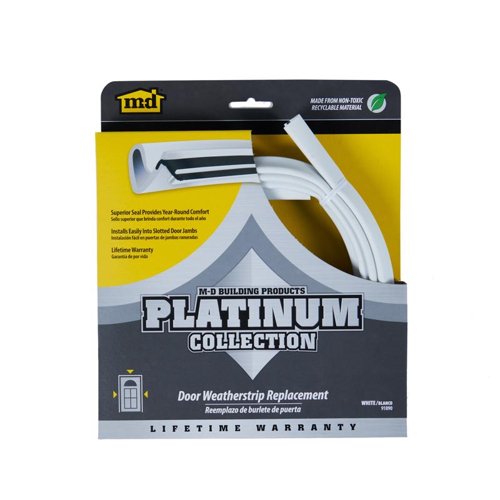 M-D BUILDING PRODUCTS PLATINUM White Rubber Top & Sides Door Seal For Doors 84 in. L X 0.63 in.