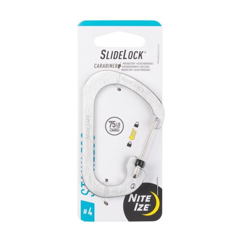 Nite Ize SlideLock 3.1 in. D Stainless Steel Silver Carabiner Key Holder