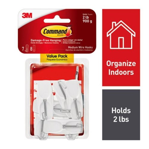 3M Command Medium Plastic Wire Hooks 2-1/6 in. L 7 pk