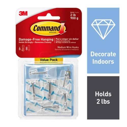 3M Command Medium Plastic Wire Hooks 2.17 in. L 6 pk