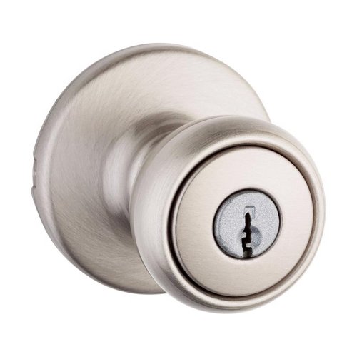 Kwikset Tylo Satin Nickel Entry Door Knob 1-3/4 in.