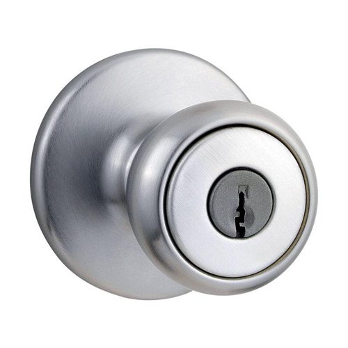 Kwikset Tylo Satin Chrome Entry Door Knob 1-3/4 in.