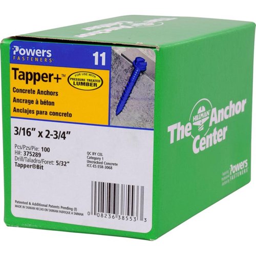 HILLMAN Tapper 3/16 in. D X 2.75 in. L Steel Hex Head Concrete Screw Anchor 100 pk