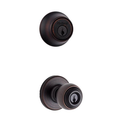 Kwikset Polo Venetian Bronze Deadbolt and Passage Door Knob 1-3/4 in.
