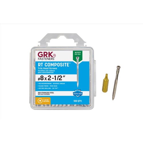 GRK Fasteners No. 8 X 2-1/2 in. L Star Coated Reverse Screws 100 pk