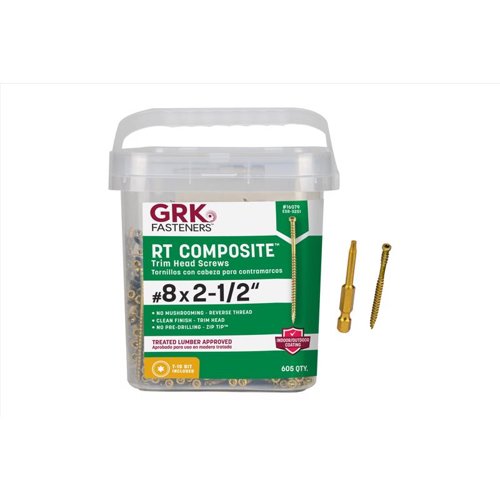 GRK Fasteners No. 8 X 2-1/2 in. L Star Coated Reverse Screws 605 pk