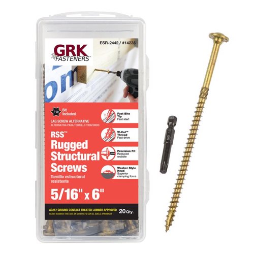 GRK Fasteners No. 20 in. X 6 in. L Star Washer Head W-Cut Structural Screws