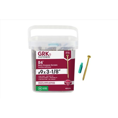GRK Fasteners R4 No. 9 X 3-1/8 in. L Star Coated W-Cut Multi-Purpose Screws 425 pk