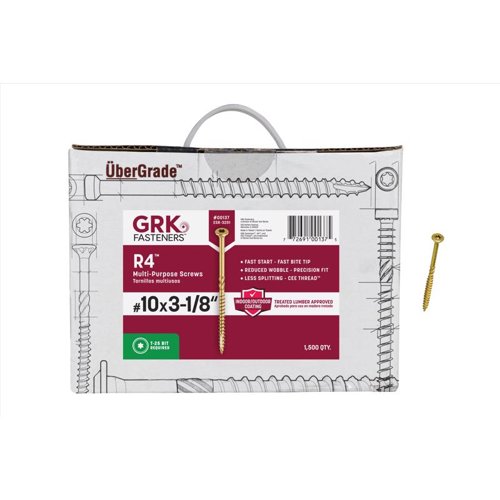 GRK Fasteners R4 No. 10 X 3-1/8 in. L Star Coated W-Cut Multi-Purpose Screws 1500 pk