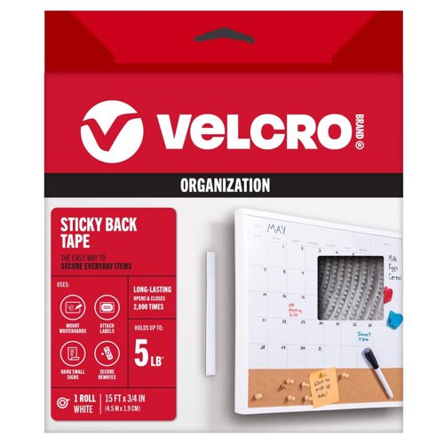 VELCRO Brand Sticky Back Large Nylon Hook and Loop Fastener 180 in. L 1 pk