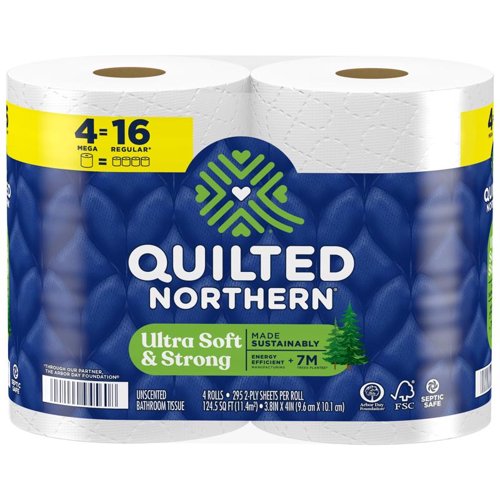 Quilted Northern Ultra Soft & Strong Toilet Paper 4 Rolls 295 sheet 124.5 sq ft