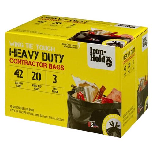 Iron-Hold 42 gal No Scent Contractor Bags Wing Ties 20 pk