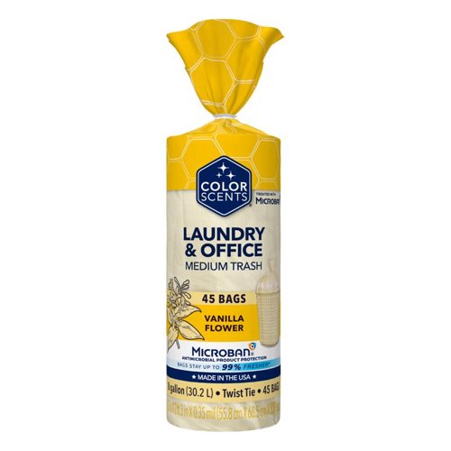 Color Scents 8 gal Vanilla Trash Bags Twist Tie 45 pk