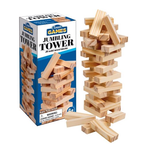 Playmaker Toys Classic Games Jumbling Tower Natural 39 pc