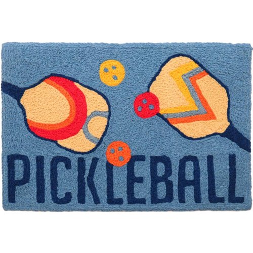 Jellybean 30 in. W X 20 in. L Multi-Color Pickleball Polyester Accent Rug