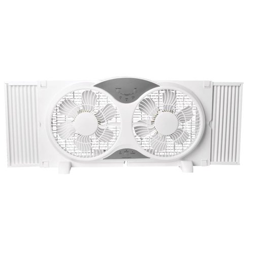 Perfect Aire 9 in. H 3 speed Electronically Reversible Twin Window Fan Remote Control