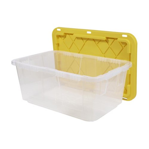 Greenmade 17 gal Clear/Yellow Storage Tote 12.5 in. H X 17.8 in. W X 26.7 in. D Stackable