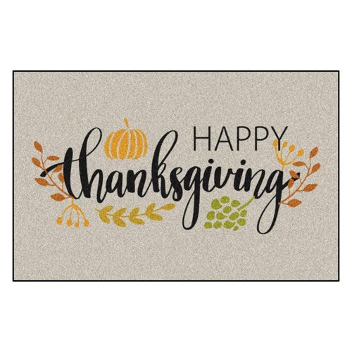 Fanmats 30 in. W X 20 in. L Multi-Color Happy Thanksgiving Nylon Door Mat