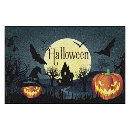 Fanmats 30 in. W X 20 in. L Multi-Color Haunted Halloween Nylon Door Mat