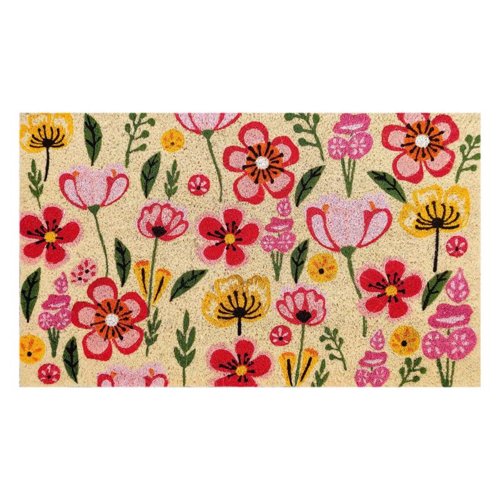 First Concept 18 in. W X 30 in. L Multi-Color Floral Coir Door Mat