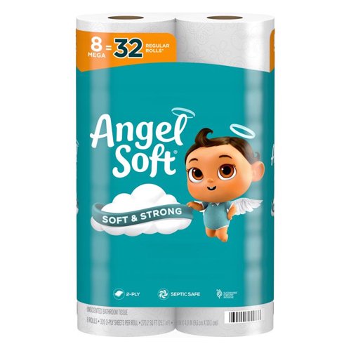 Angel Soft Toilet Paper 8 Rolls 320 sheet 4 in.