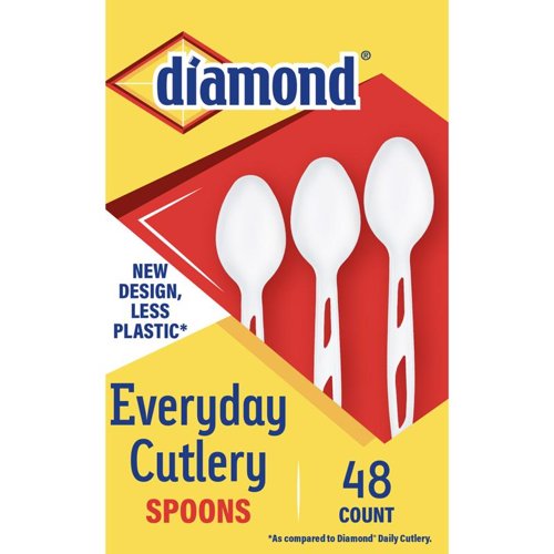 Diamond White Plastic Heavy Duty Spoons 48 pk