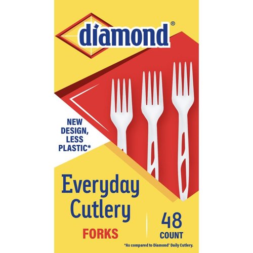 Diamond White Plastic Heavy Duty Forks 48 pk