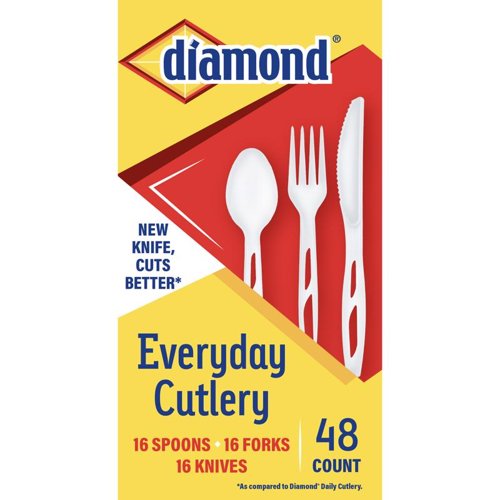 Diamond White Plastic Luncheon Size Heavy Duty Cutlery 48 pk