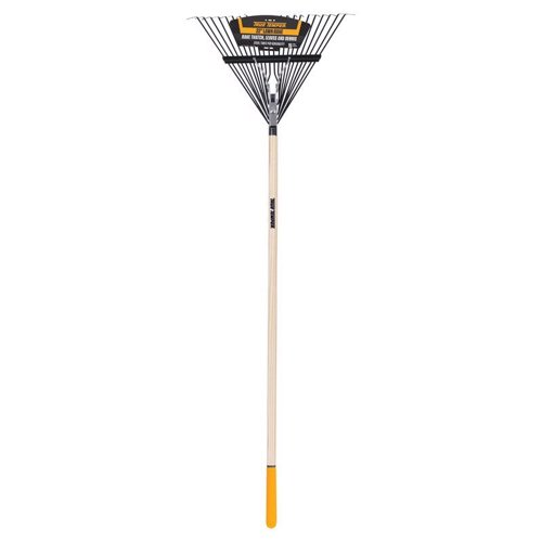 True Temper 64.5 in. 22 Tine Steel Leaf Rake Wood Handle