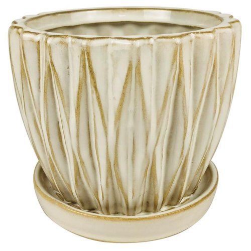 Border Concepts 4.75 in. H X 5.5 in. W Ceramic Dimensional Planter White