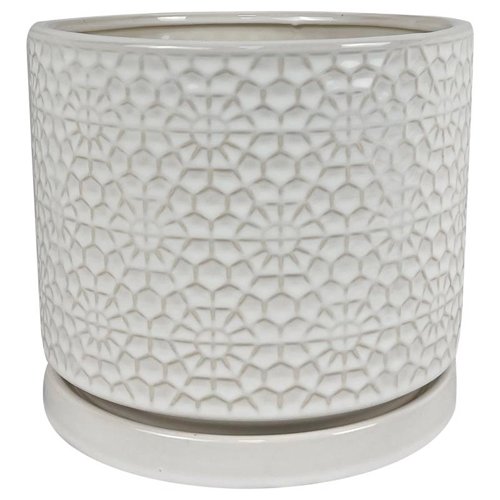 Border Concepts 10 in. D Ceramic Amelia Planter White