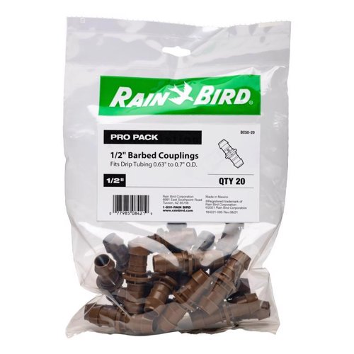 Rain Bird 1/2 in. Barbed Drip Irrigation Coupler 1 pk