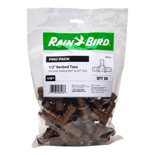 Rain Bird 1/2 in. Barbed Drip Irrigation Tee 1 pk