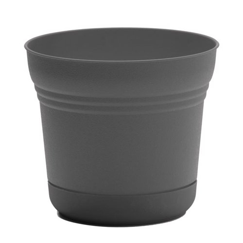 Bloem Saturn 12.75 in. H X 14.5 in. W Plastic Traditional Planter Charcoal