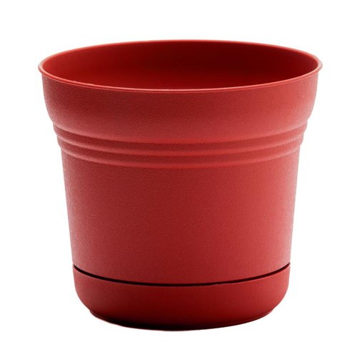 Bloem Saturn 12.75 in. H X 14.5 in. W Plastic Traditional Planter Burnt Red