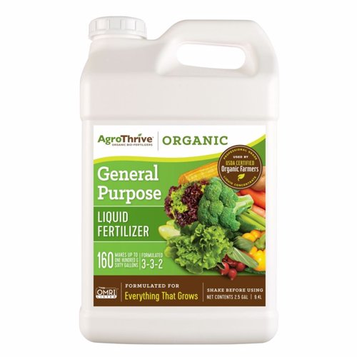 AgroThrive Organic Everything that Grows 3-3-2 General Purpose Fertilizer 2.5 gal – Plant Care Products | City Lumber | Your One Stop Shop Hardware, Building Supplies & Tools in Texas San Angelo, Texas