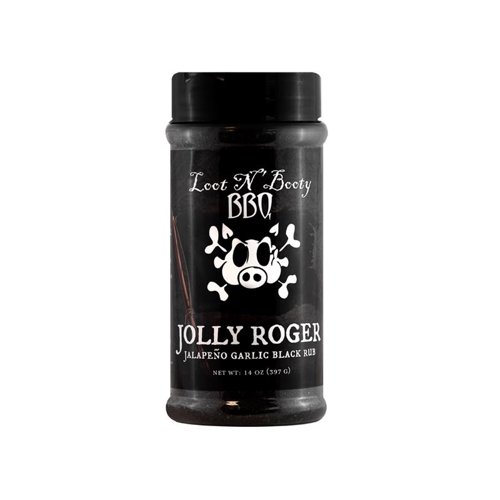 Loot N' Booty Jolly Roger Jalapeno Garlic Black BBQ Rub 14 oz