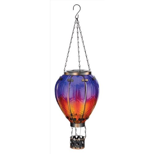 Regal Art & Gift Purple Glass/Metal 23.5 in. H X 7.5 in. L X 7.5 in. W Hot Air Balloon Lantern