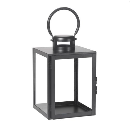 Smart Living 11 in. One Mantle Glass/Metal Huntington Black Lantern